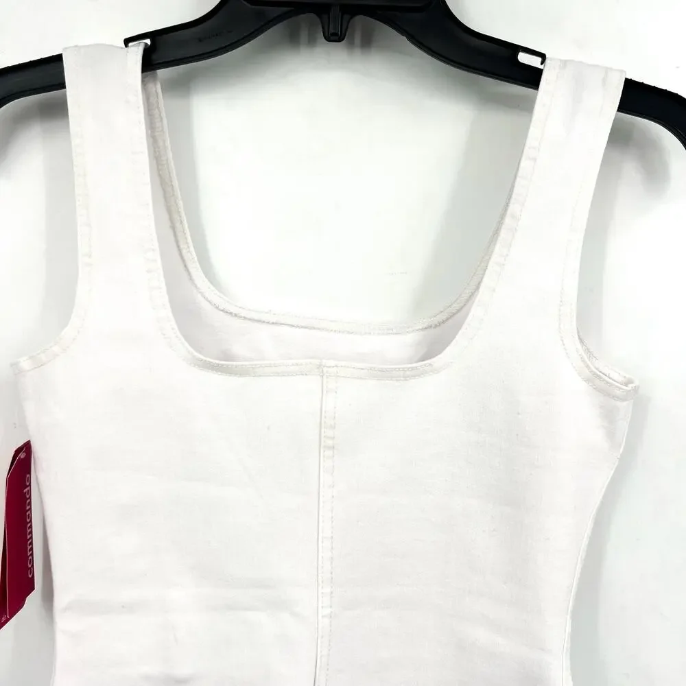 Commando Do It All White Square-Neck Denim Bodysuit